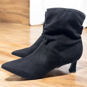 Naturalizer Womens Tribute Slouchy Faux Black Suede Ankle Bootie - Size 7.5 Wide